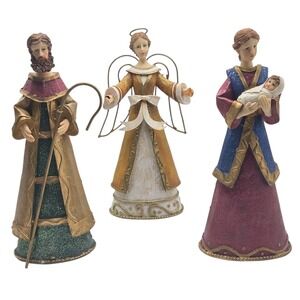 Vintage 3pc Resin Holy Family Nativity Scene Christmas Decor 10"x4.5"x 2.6" Each